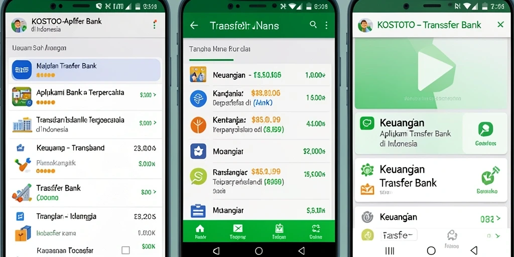 Tampilan antarmuka aplikasi KOSTOTO yang sederhana untuk Transfer Bank.