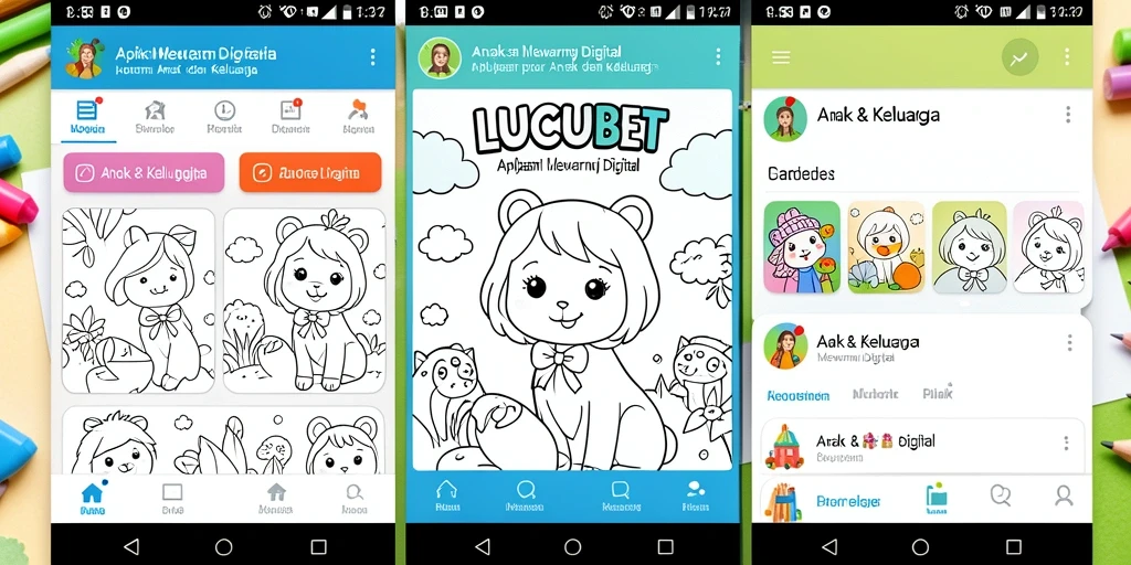 Screenshot antarmuka LUCUBET yang menampilkan fitur mewarnai digital.