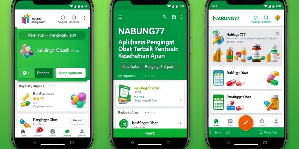 Tampilan antarmuka aplikasi Pengingat Obat NABUNG77 yang intuitif.