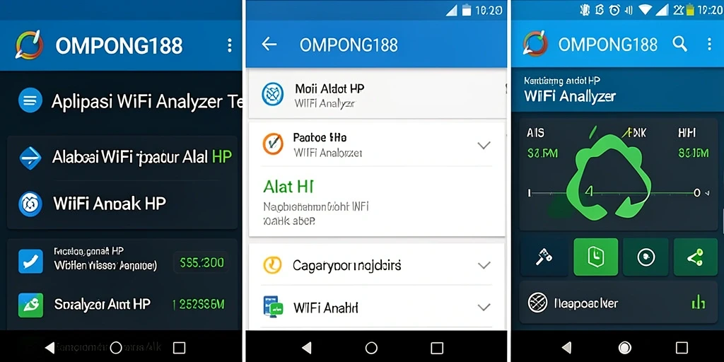 Antarmuka aplikasi OMPONG188 yang menampilkan analisis jaringan WiFi.