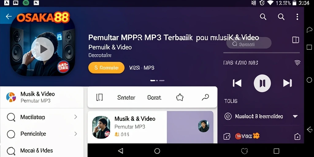 Antarmuka menarik Pemutar MP3 OSAKA88 dengan fitur lengkap.