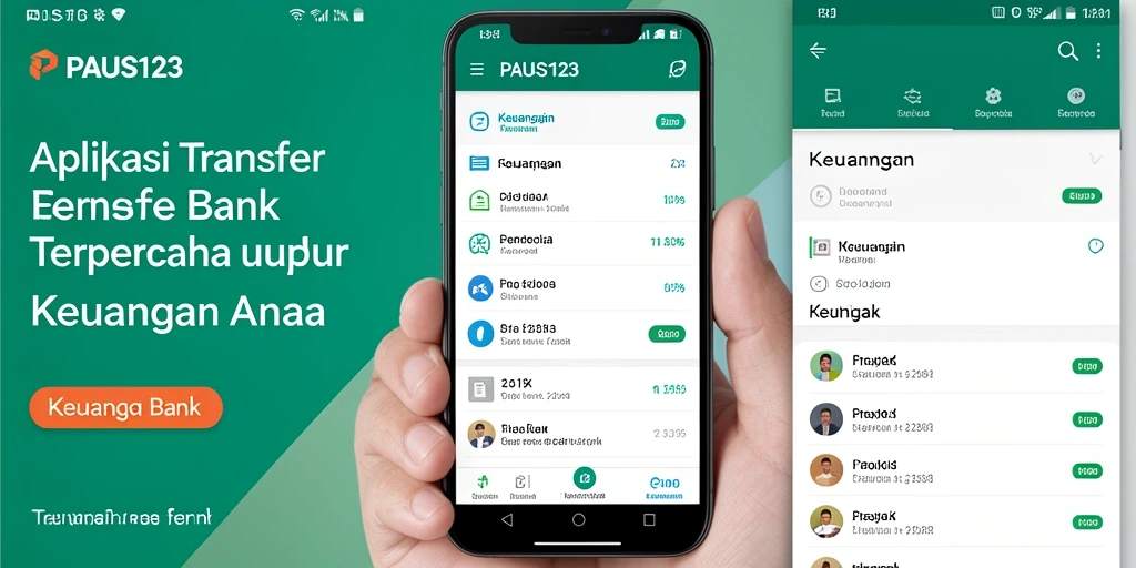 Antarmuka aplikasi PAUS123 yang menampilkan fungsi Transfer Bank dengan jelas.